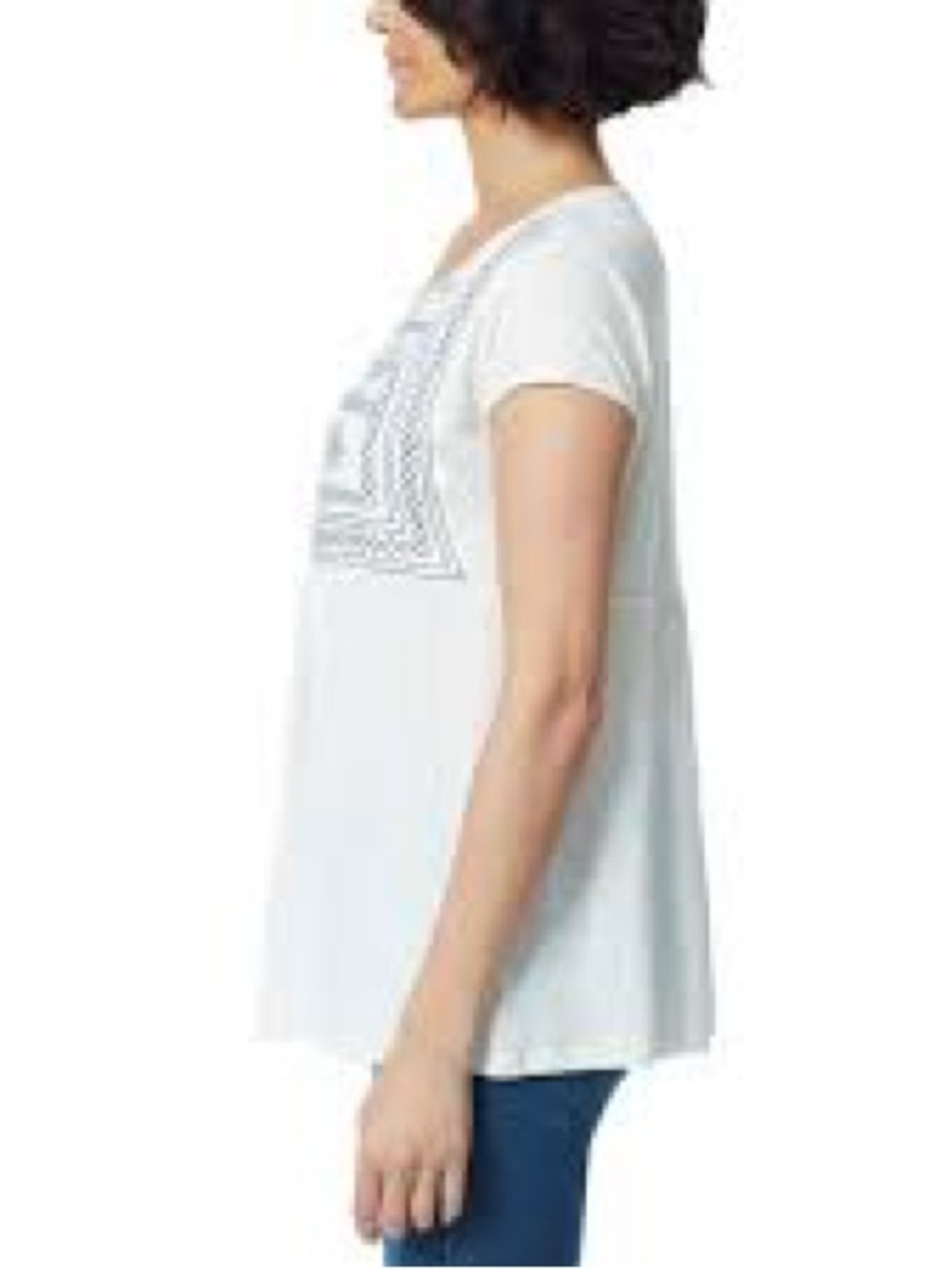 Gloria Vanderbilt Peasant Tunic Top Embroidered Blue White size Womens Large - Picture 11 of 11